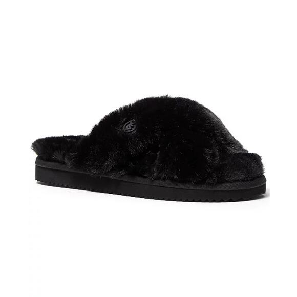 Michael Kors Lala Furry Slippers Allover Faux-Fur Slip-On Black Size 9 NWOT - Picture 7 of 8
